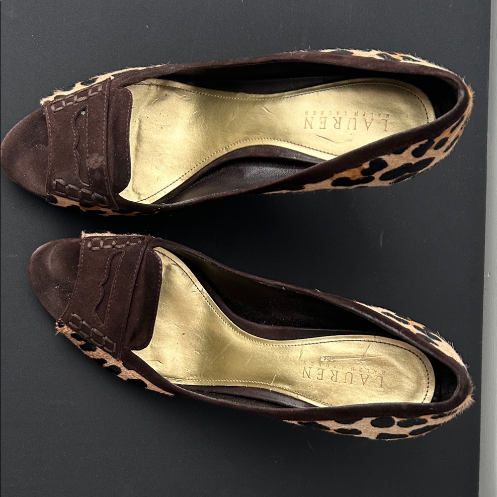 Lauren Ralph Lauren Leopard and Brown Heels